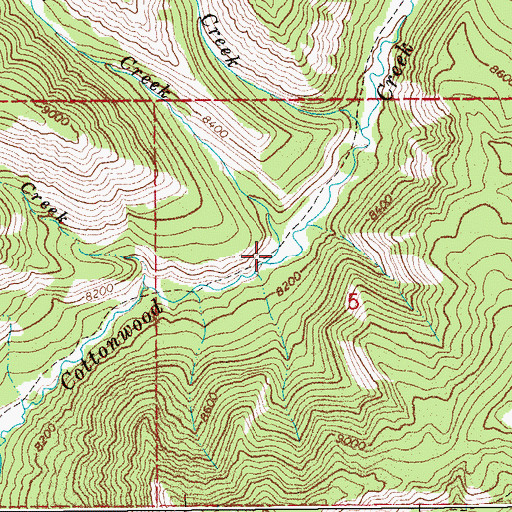 Topographic Map of Two Water Creek, WY