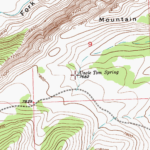 Topographic Map of Uncle Tom Spring, WY