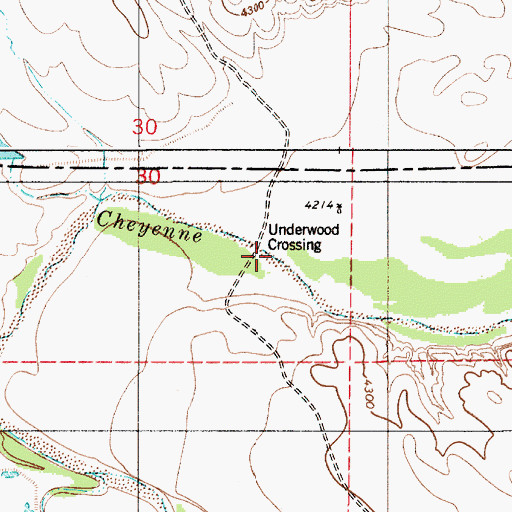 Topographic Map of Underwood Crossing, WY