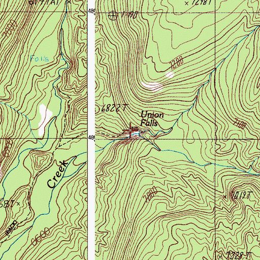 Topographic Map of Union Falls, WY