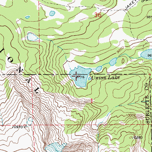 Topographic Map of Union Lake, WY