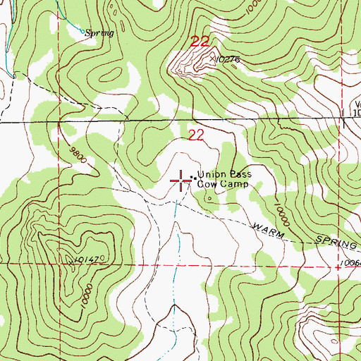 Topographic Map of Union Pass Cow Camp, WY