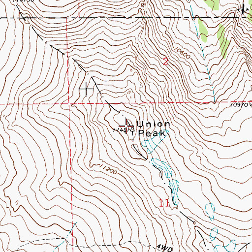Topographic Map of Union Peak, WY