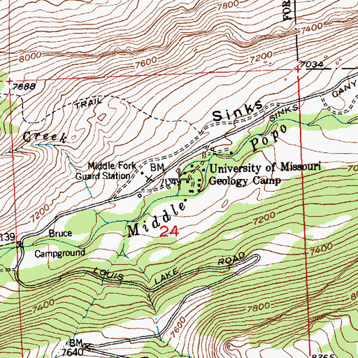 Topographic Map of University of Missouri Geology Camp, WY