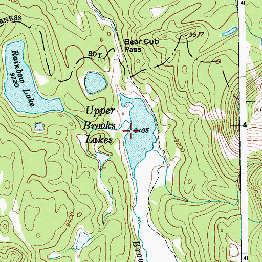 Topographic Map of Upper Brooks Lakes, WY