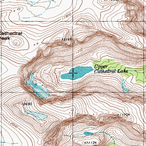 Topographic Map of Upper Cathedral Lake, WY
