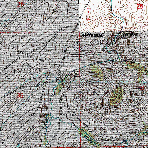 Topographic Map of Upper Deer Creek Canyon, WY