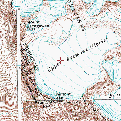 Topographic Map of Upper Fremont Glacier, WY