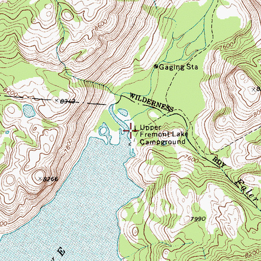 Topographic Map of Upper Fremont Lake Campground, WY