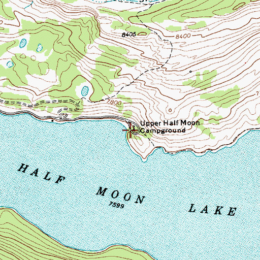 Topographic Map of Upper Half Moon Campground, WY
