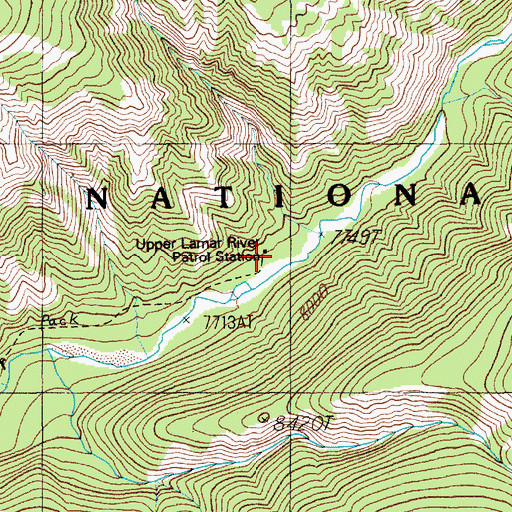 Topographic Map of Upper Lamar River Patrol Station, WY