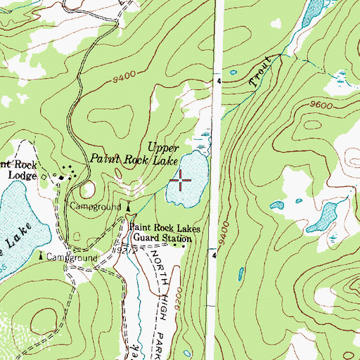 Topographic Map of Upper Paint Rock Lake, WY