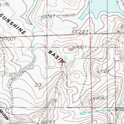 Topographic Map of Upper Sunshine Basin, WY