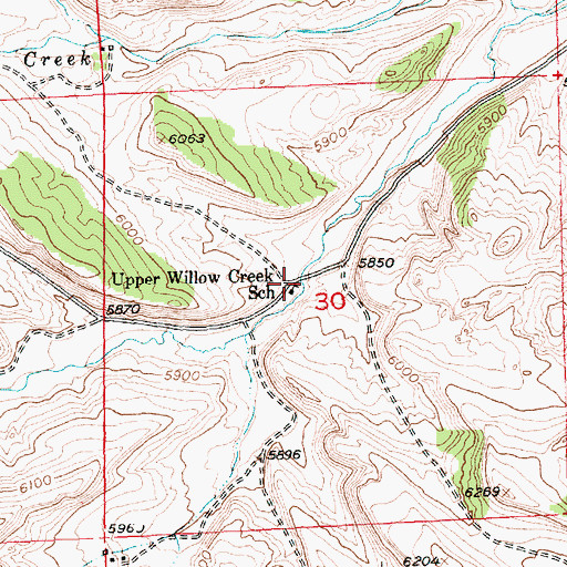 Topographic Map of Upper Willow Creek School, WY