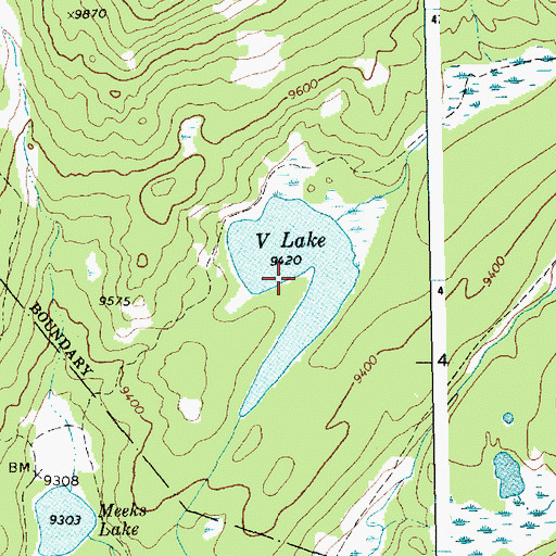 Topographic Map of V Lake, WY