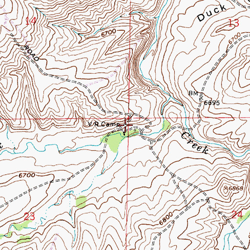 Topographic Map of V R Camp, WY