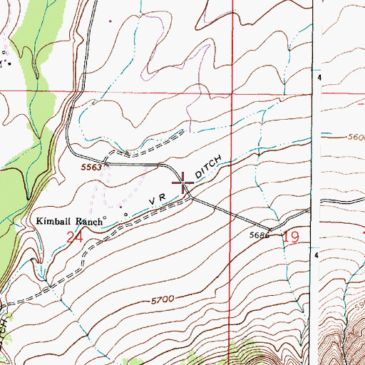 Topographic Map of V R Ditch, WY