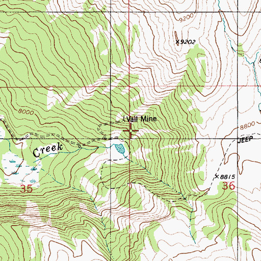 Topographic Map of Vail Mine, WY