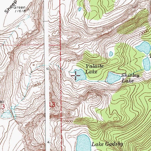 Topographic Map of Valaite Lake, WY