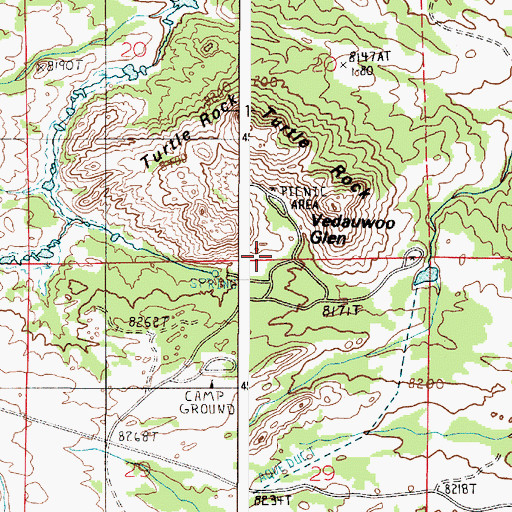 Topographic Map of Vedauwoo Glen, WY