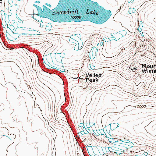 Topographic Map of Veiled Peak, WY