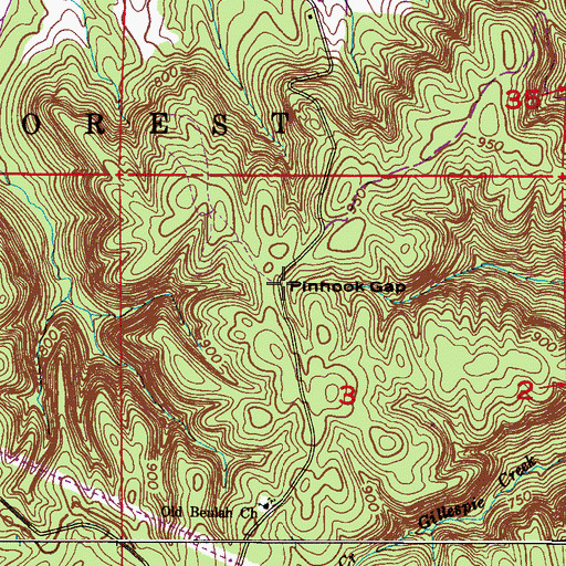 Topographic Map of Pinhook Gap, AL