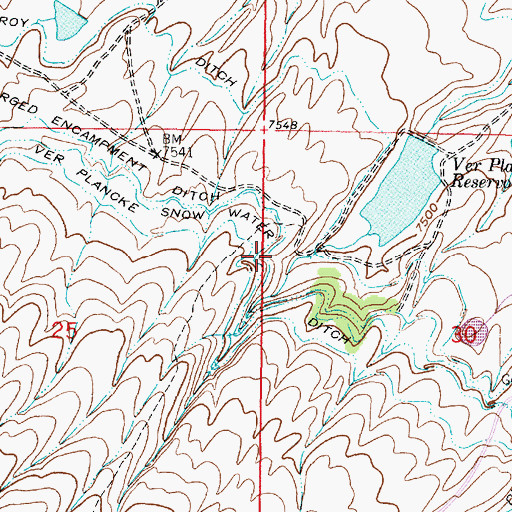Topographic Map of Ver Plancke Snow Water Ditch, WY