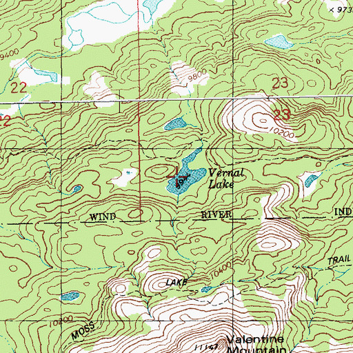 Topographic Map of Vernal Lake, WY