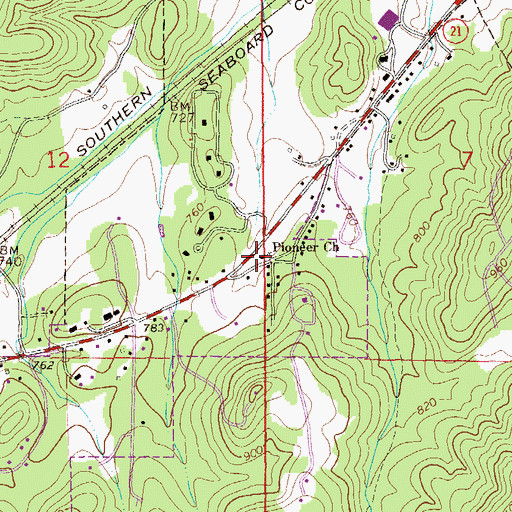 Topographic Map of Pioneer Church, AL