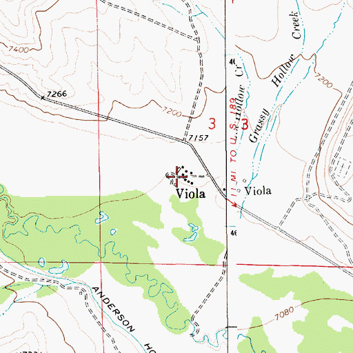 Topographic Map of Viola, WY