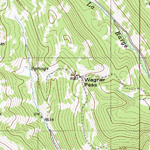Topographic Map of Wagner Pass, WY