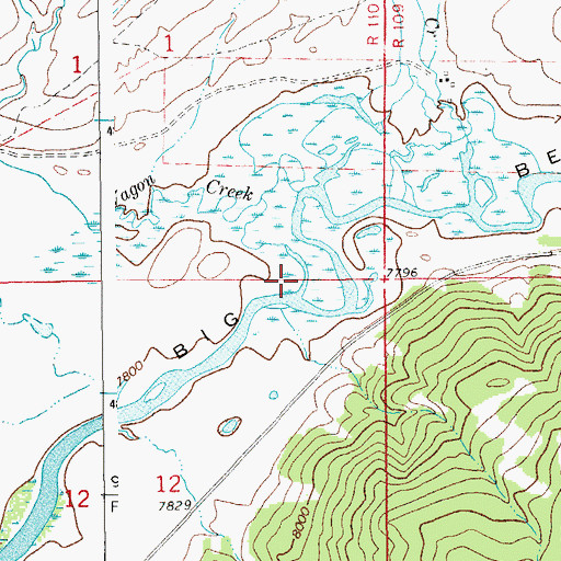Topographic Map of Wagon Creek, WY
