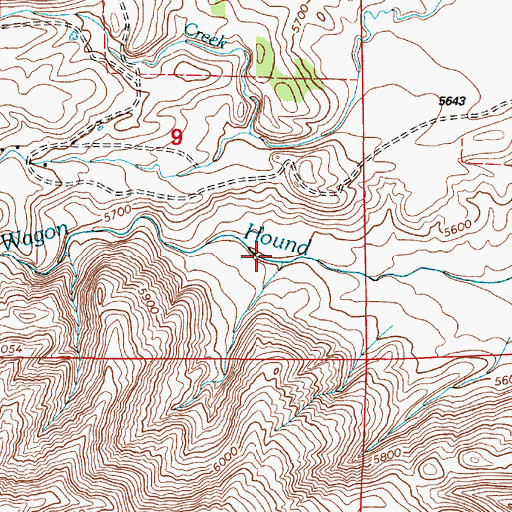 Topographic Map of Wagon Hound Gorge, WY