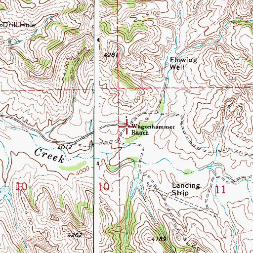 Topographic Map of Wagonhammer Ranch, WY