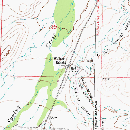 Topographic Map of Waliser Ranch, WY