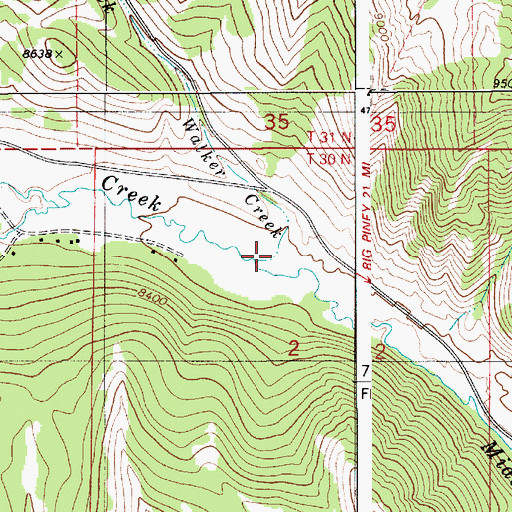Topographic Map of Walker Creek, WY