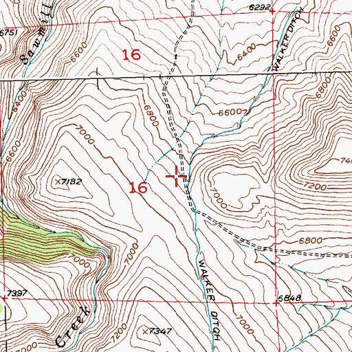 Topographic Map of Walker Ditch, WY