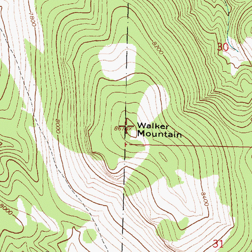 Topographic Map of Walker Mountain, WY