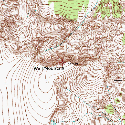 Topographic Map of Wall Mountain, WY