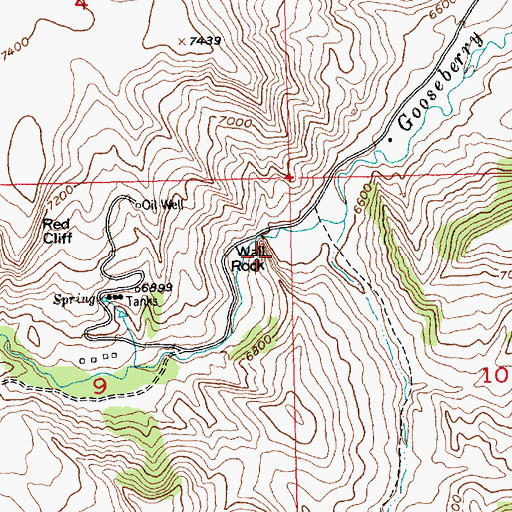 Topographic Map of Wall Rock, WY