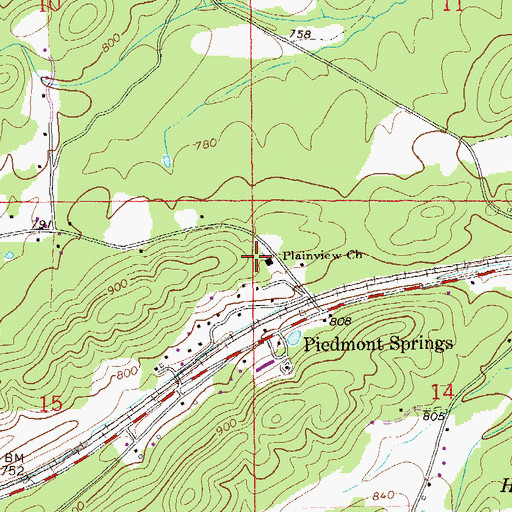 Topographic Map of Plainview Congregational Holiness Church, AL