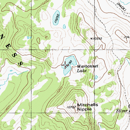 Topographic Map of Warbonnet Lake, WY