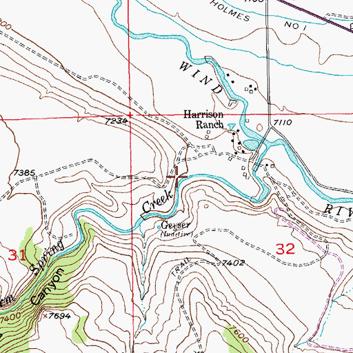 Topographic Map of Warm Spring Canyon, WY