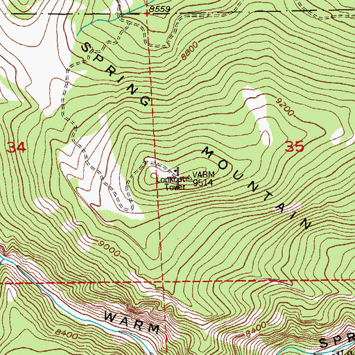 Topographic Map of Warm Spring Mountain, WY