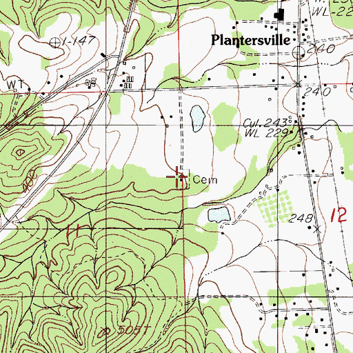 Topographic Map of Plantersville Grove Church, AL
