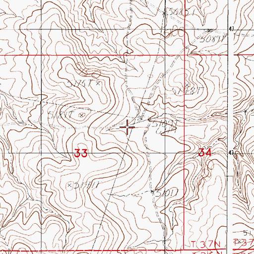 Topographic Map of Warren Well, WY