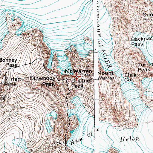 Topographic Map of Mount Warren, WY