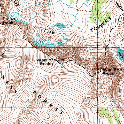 Topographic Map of Warrior Peaks, WY
