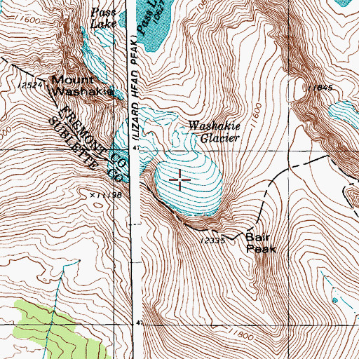 Topographic Map of Washakie Glacier, WY