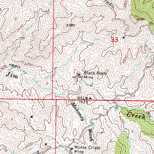 Topographic Map of Black Rock Mine, AZ